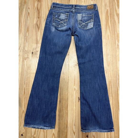 BKE Buckle Sabrina Denim Jeans Bootcut Thick Stitch Womens 31x33 Low Rise Blue - Picture 2 of 9